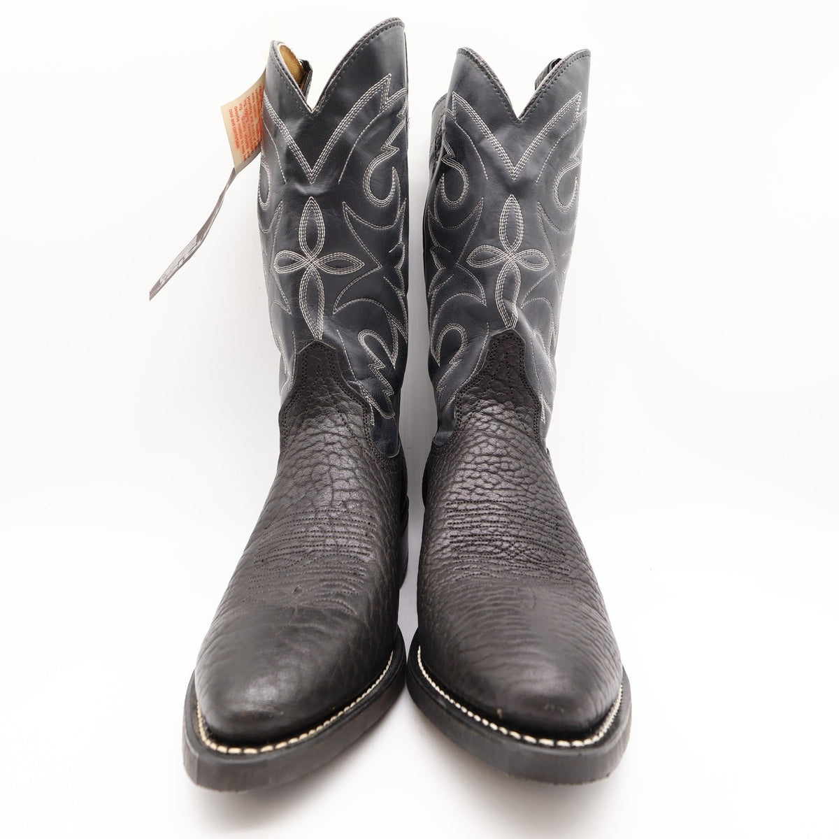 Vintage Wrangler Boots Mens 10 D USA Black Bullhide Leather Cowboy NIB M9-6580