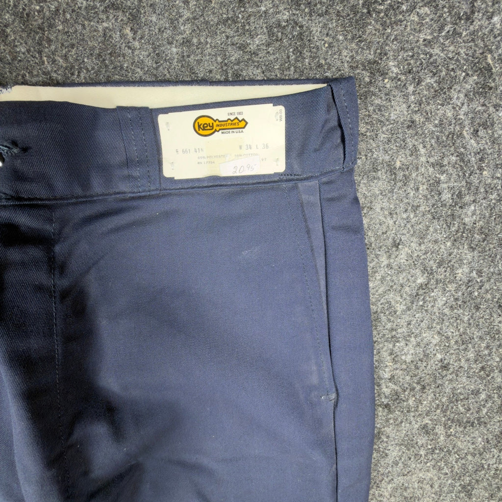 Key Imperial Vintage 70s Pants Mens 34x36 Navy Blue Deadstock 661.41N NEW