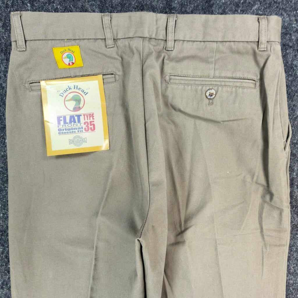 Duck Head Pants Mens 34x30 Flat Front Type 35 Original Classic Fit Olive Cotton