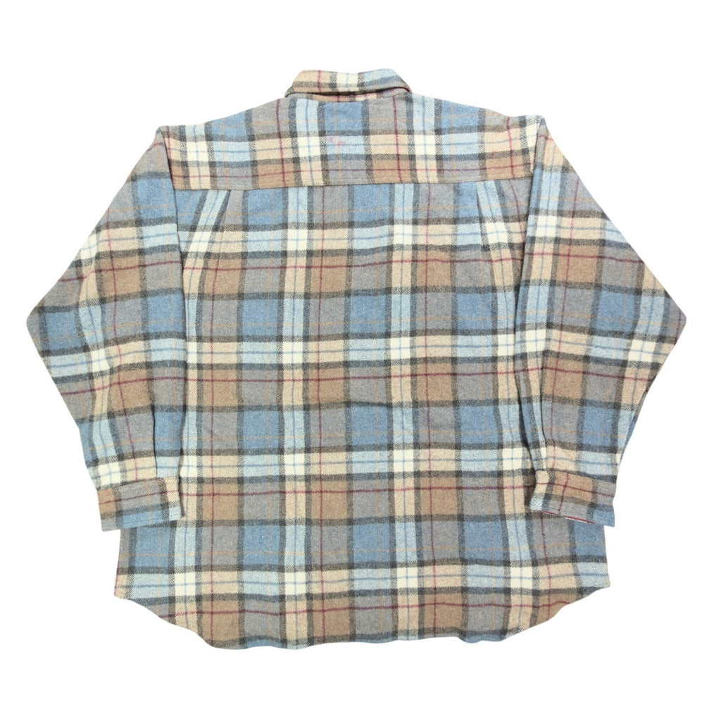 Salmon River Vintage 90s Plaid Shirt Jacket Mens XL Blue Wool Blend NWT C466