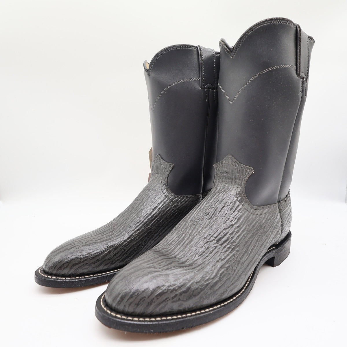 Justin Diamond J Cowboy Boots Mens 8.5 D Grey Shark Print Leather NWT