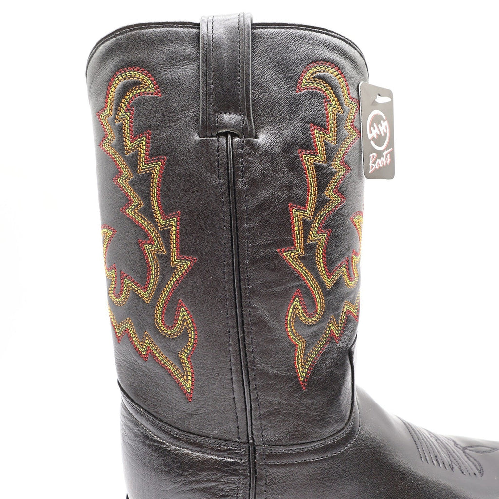 Vintage Double-H Men's 9M Black Bullfight Leather Super Roper Boots 3392 NWB