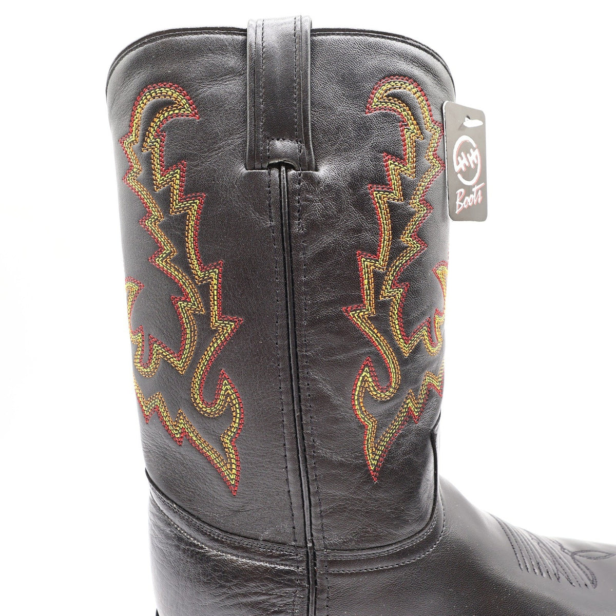 Vintage Double-H Men's 9M Black Bullfight Leather Super Roper Boots 3392 NWB