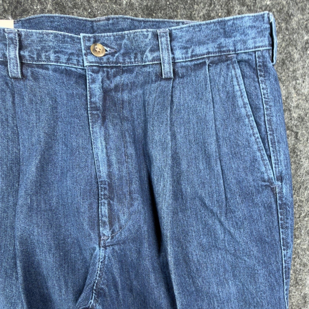 Haggar Y2K BL2K Denim Pants Mens 33x30 Blue Cotton Pleated New With Tags