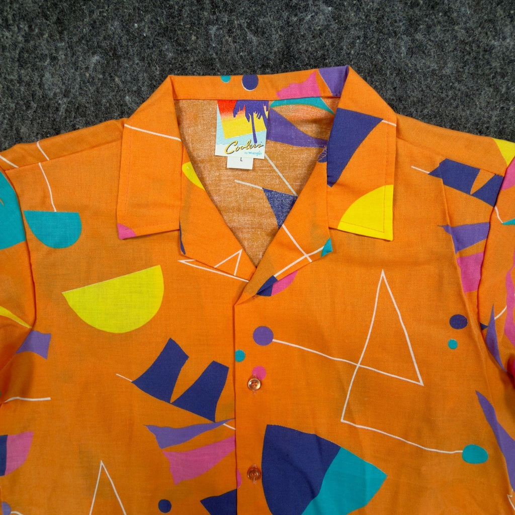 Wrangler Coolers Vintage 80s Geometric Shirt Boys Large Orange Cotton NWT - take2supply
