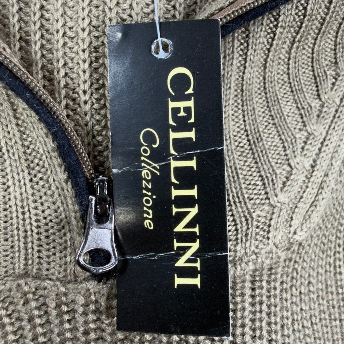 Cellinni 1/4 Zip Sweater Mens Medium Tan Wool Blend NWT Tactical Ribbed - take2supply
