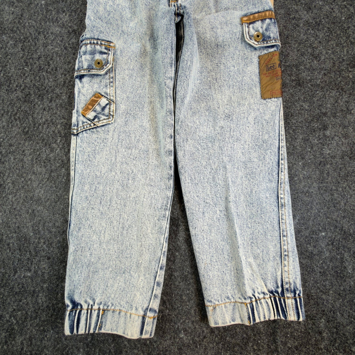 Lee AirGear Cargo Jeans Boys 6 Blue Cotton Loose Fit Vintage 90s Acid Wash