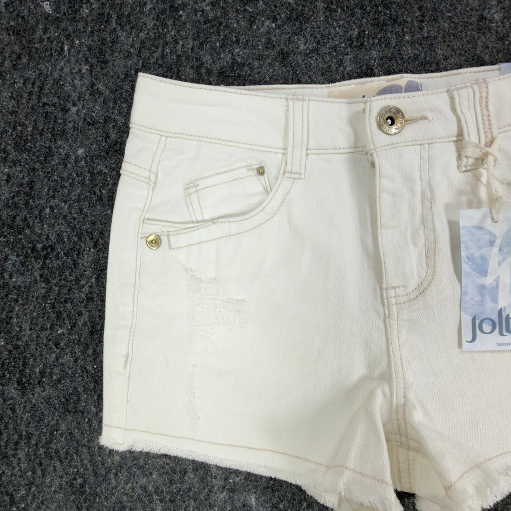 Jolt Y2K Skyrise High Waisted Denim Shorts Juniors 3 White Cotton NWT