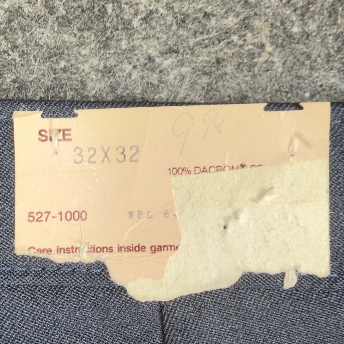 Vintage 70s Pants Mens 32x32 Gray Dacron Polyester Deadstock Trousers 527-1000