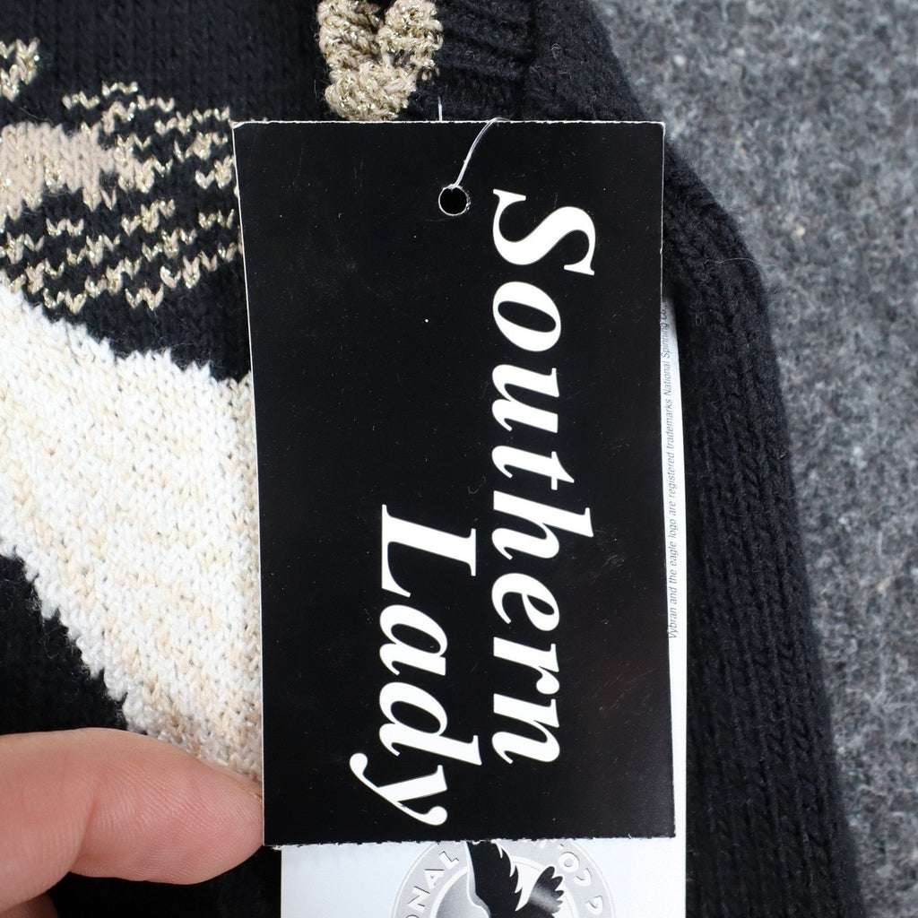 Southern Lady Angel Sweater Vest Womens Small Vintage 90s Black Metallic USA NWT