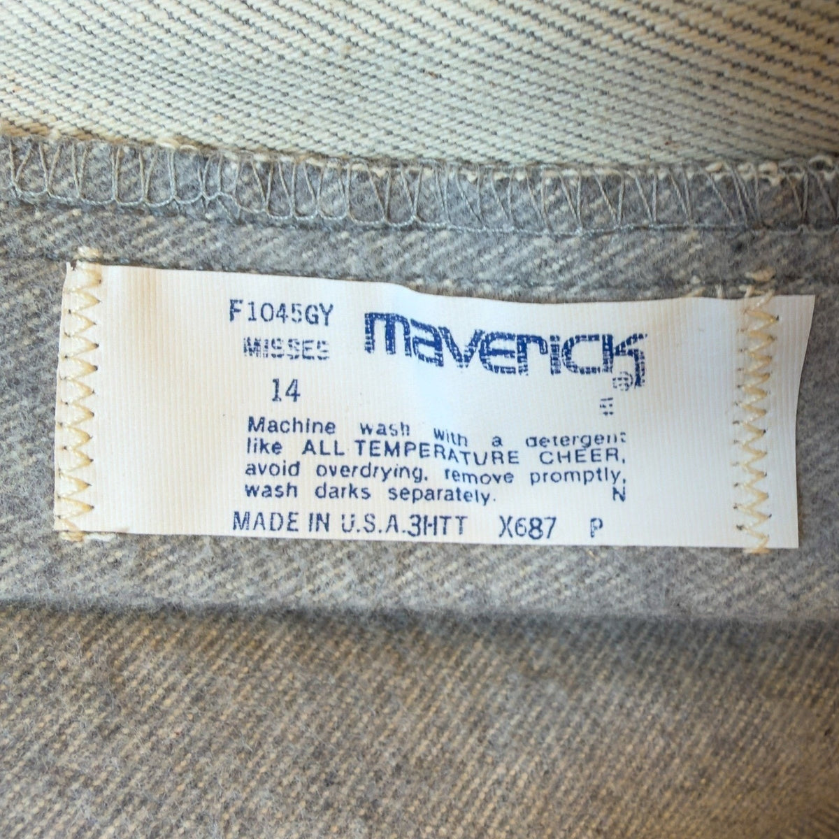 Maverick Pants Misses 14 Vintage 80s Gray Cotton Straight Leg Made in USA NWT
