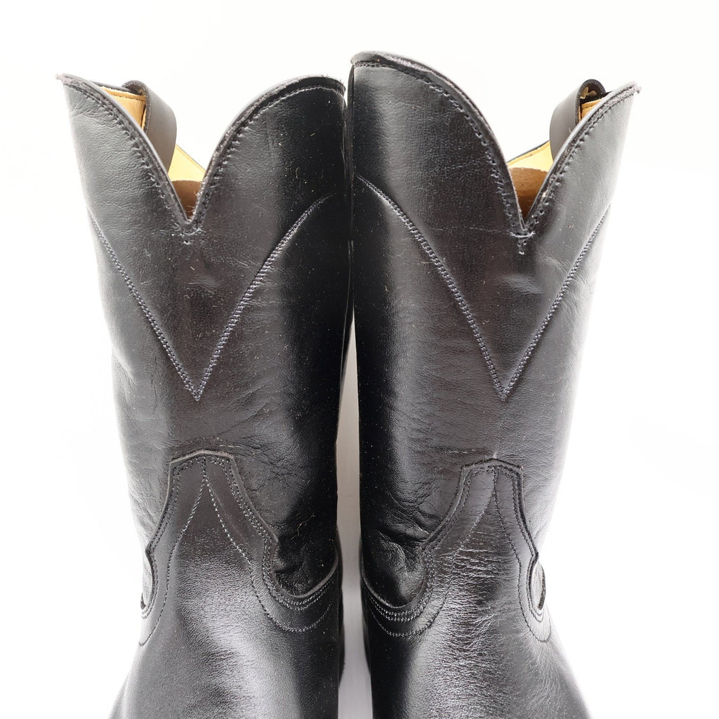 Walker Vintage Roper Cowboy Boots Mens 10 Black Leather New Made in USA 1218