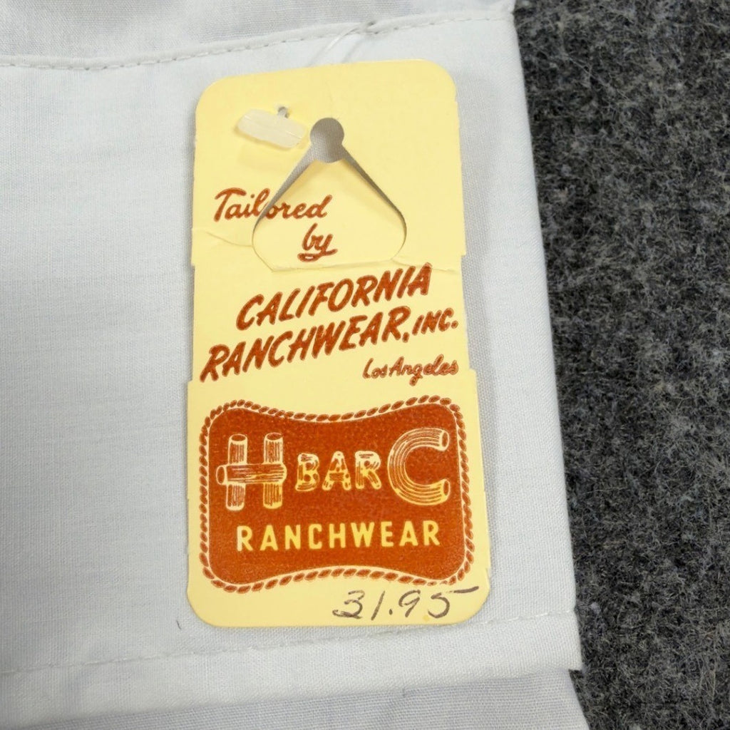 H Bar C Vintage 70s Wheeler Western Shirt Mens 15.5-33 White Embroidered NWT