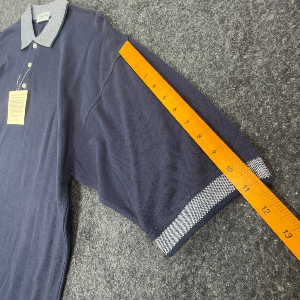 Vintage 90s WinnerMate Navy Cotton Pique Polo Shirt Men's Medium Deadstock