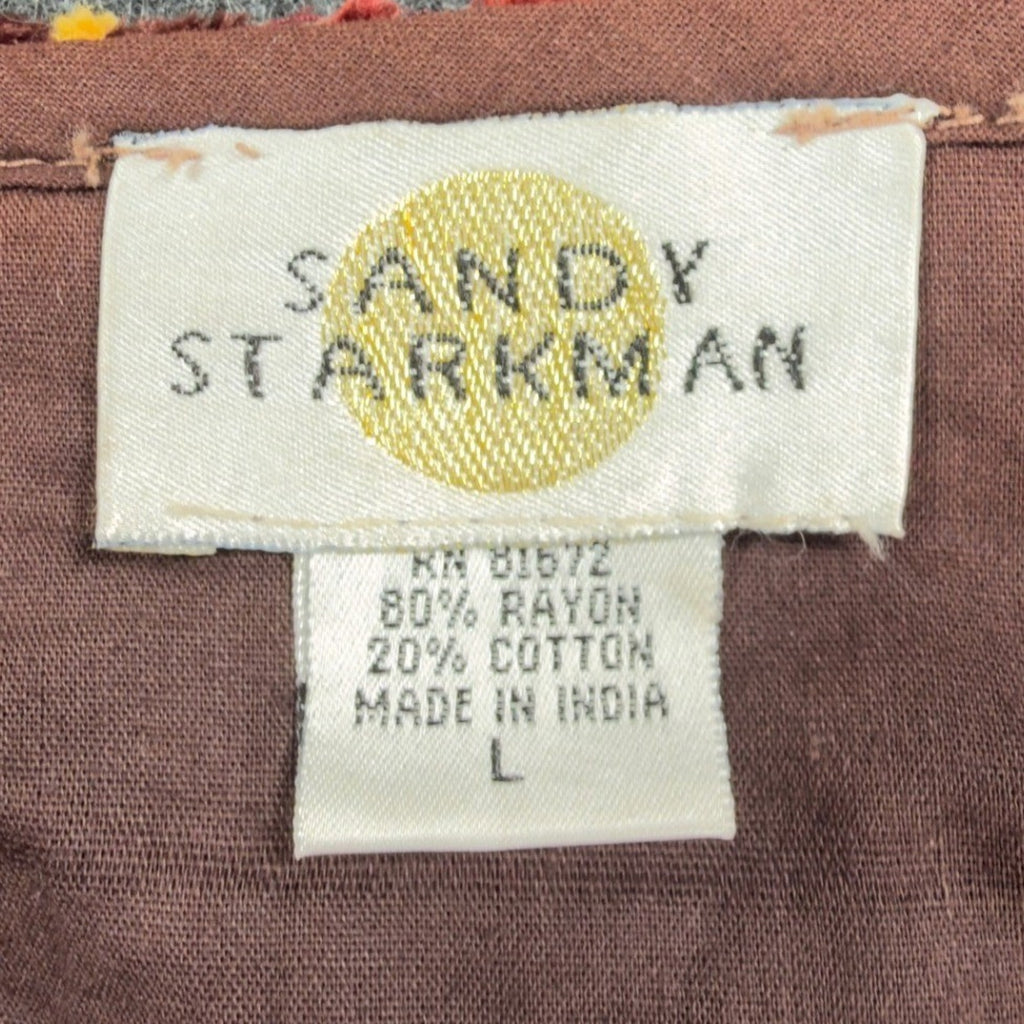 Sandy Starkman Vintage 90s Patchwork Vest Women Large Brown Velvet NWT C636 - take2supply