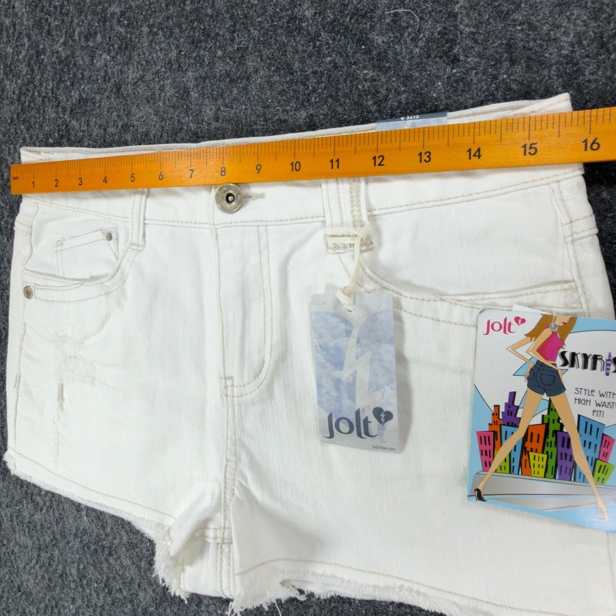 Jolt Modern Skyrise High Waisted Denim Shorts Juniors 9 White NWT