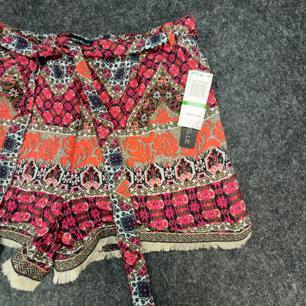 My Michelle Modern Indies Rock Paisley Shorts Juniors L Pink Orange NWT