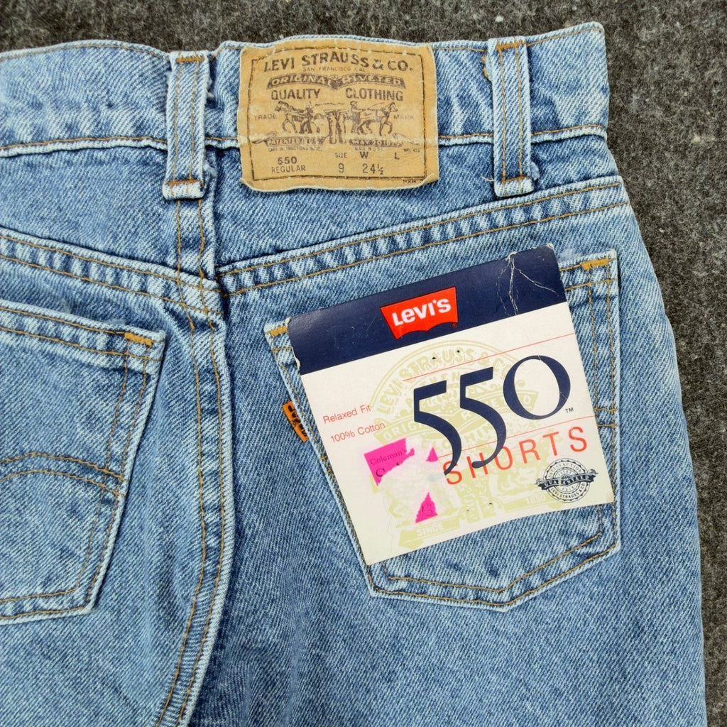 Levi's Vintage 90s 550 Shorts Women 9 Blue Denim Orange Tab USA NWT - take2supply