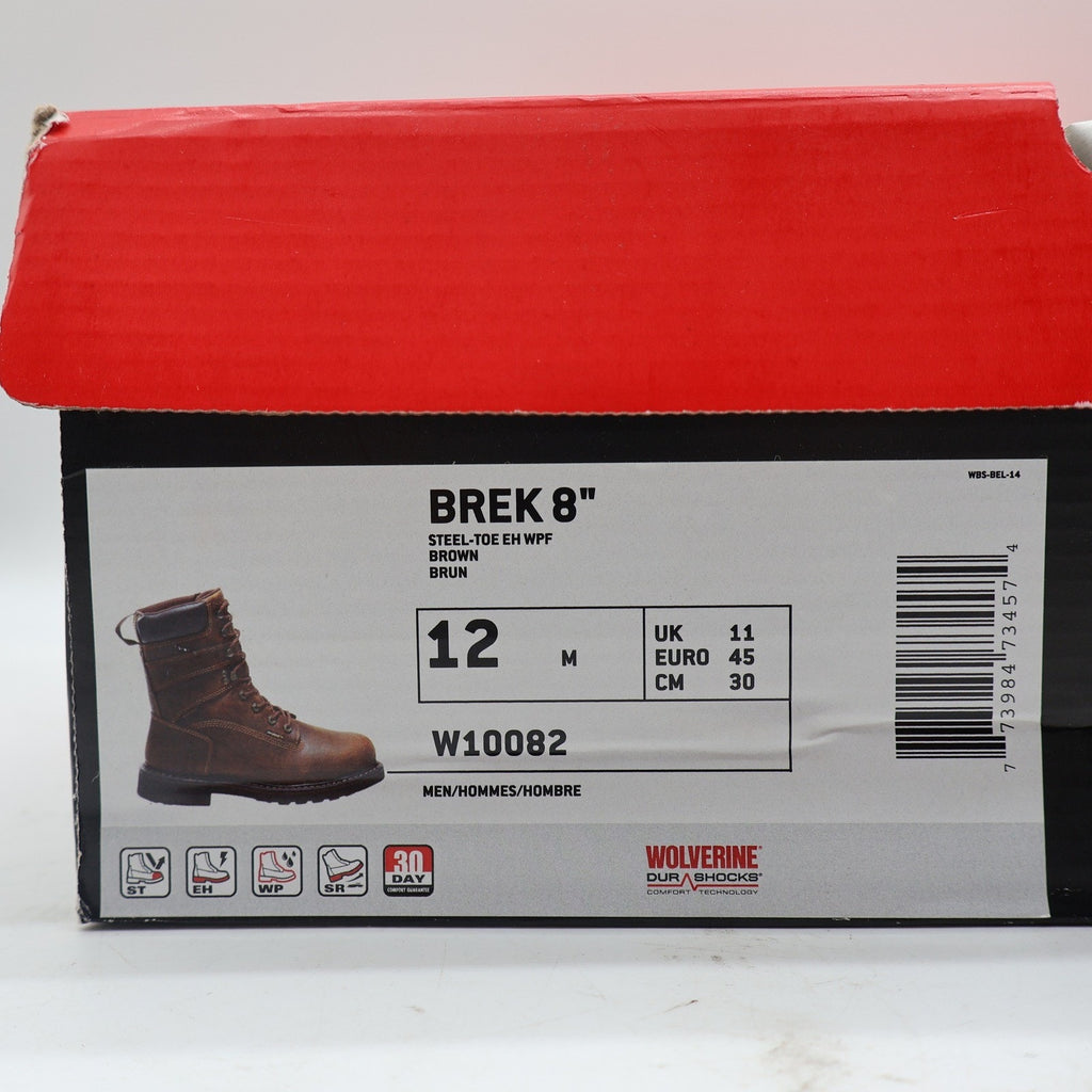 Wolverine Brek 8" Work Boots Mens 12 Brown Leather Steel Toe Waterproof W10082 - take2supply