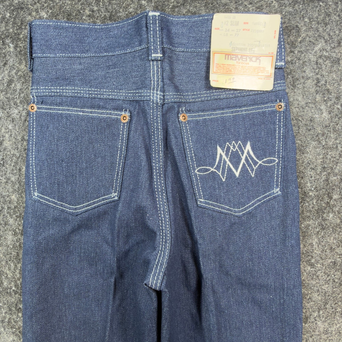 Maverick Vintage 70s Jeans Boys 12 Slim USA Blue Denim NWT Z128MNS 24x27