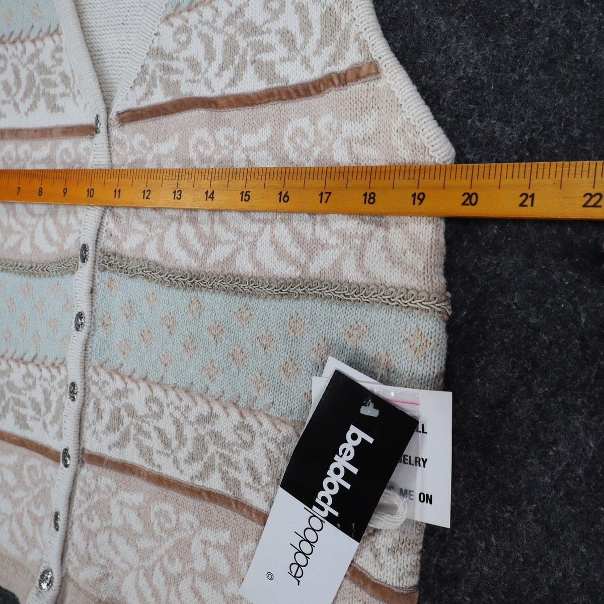 Beldoch Popper Sweater Vest Women M Vintage 90s NWT Natural Ramie Cotton Floral