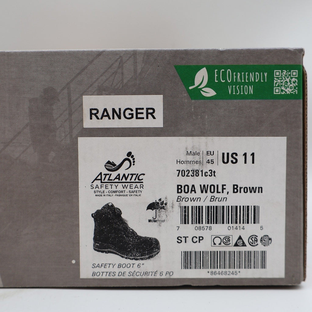 Grisport BOA Wolf Safety Boot Mens 11 Brown Waterproof Vibram Composite Toe 6"