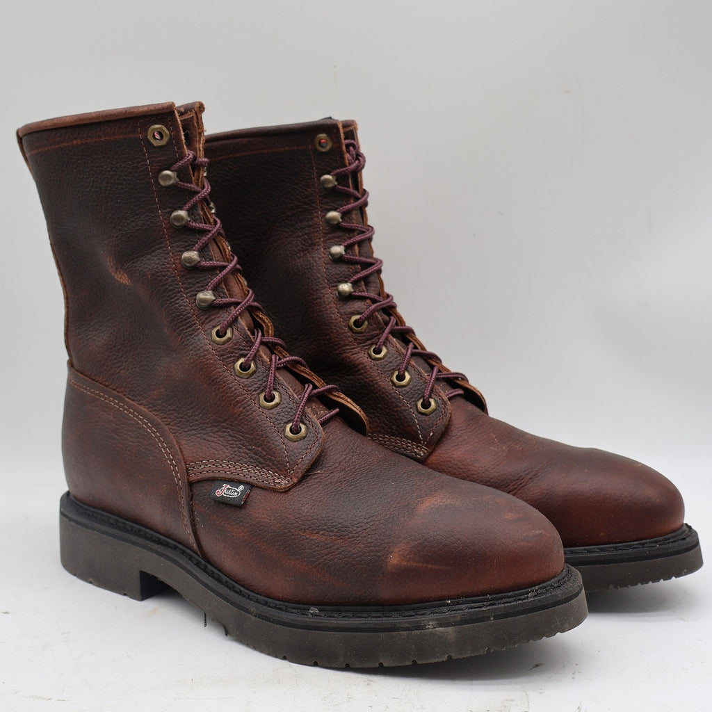 Justin Work Boots Mens 9.5 D 765 Briar Pitstop Steel Toe Leather USA Made NEW