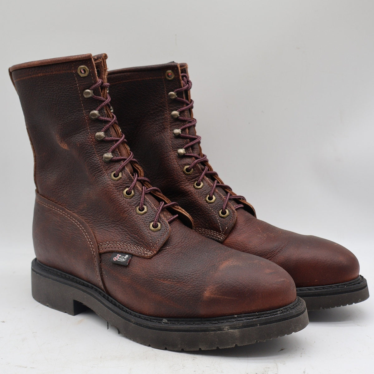 Justin Work Boots Mens 9.5 D 765 Briar Pitstop Steel Toe Leather USA Made NEW
