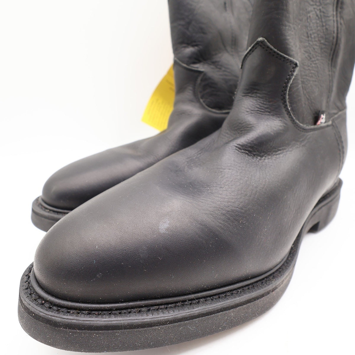Justin Boots Mens 12 EE Black Leather Work Boots Pull On Roper 4763 NIB