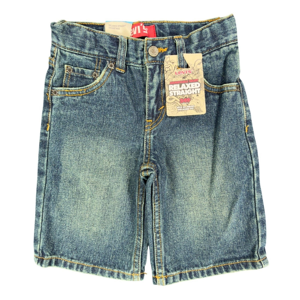 Levi's Y2K 549 Relaxed Straight Shorts Boys 4 Blue Ramie Cotton NWT