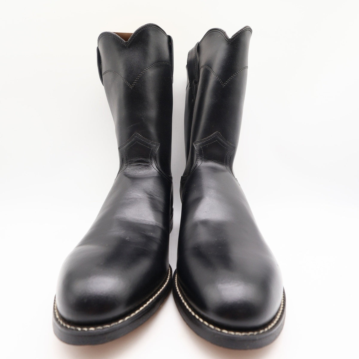 Justin Vintage Roper Boots Mens 11 D Black Leather Deadstock 3702M