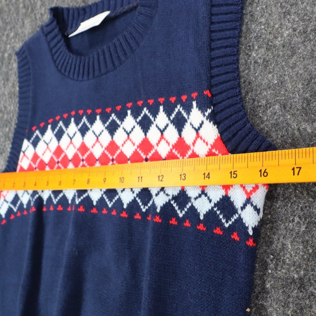 Bendini Sweater Vest Mens Medium Vintage Navy Blue Argyle Knit Acrylic C1011