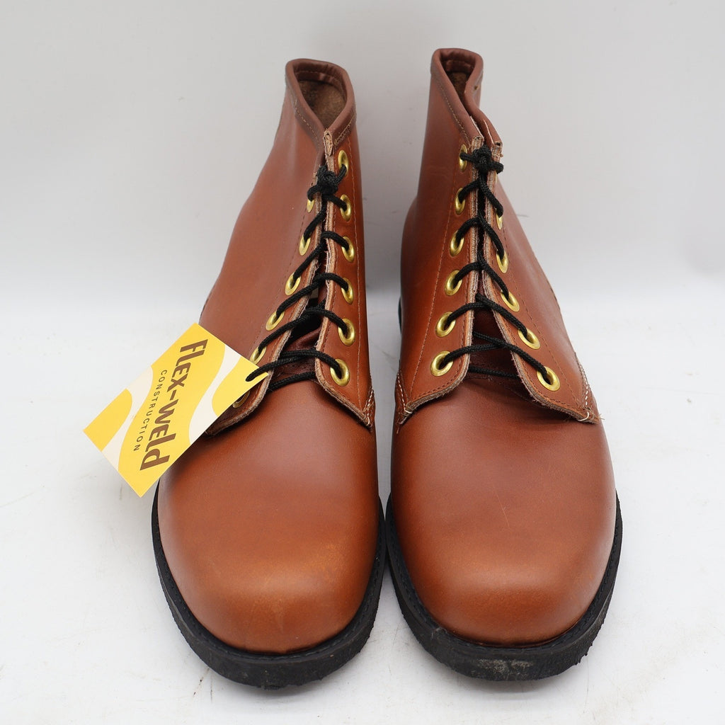 Cedar Crest Work Boots Mens 11 Vintage Deadstock Brown Leather Flex-Weld USA