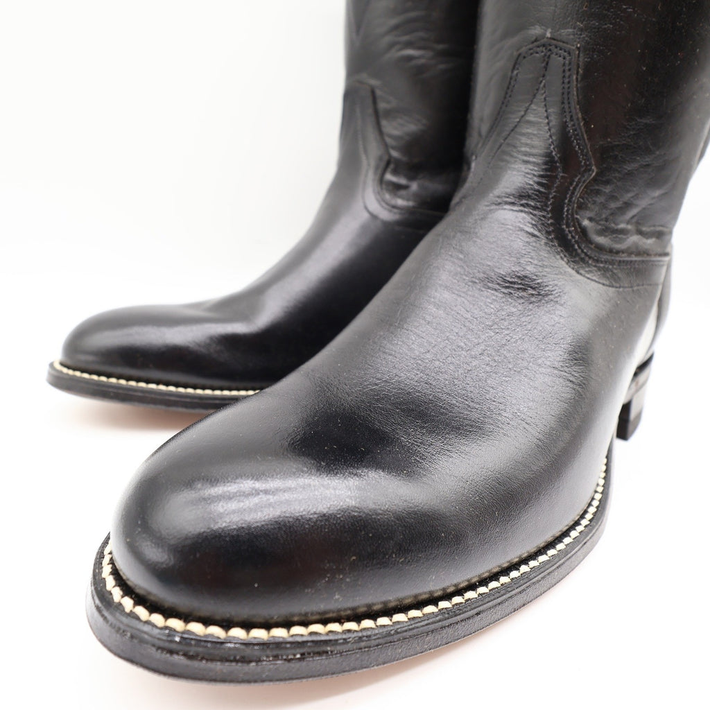 Walker Vintage Roper Cowboy Boots Mens 10 Black Leather New Made in USA 1218