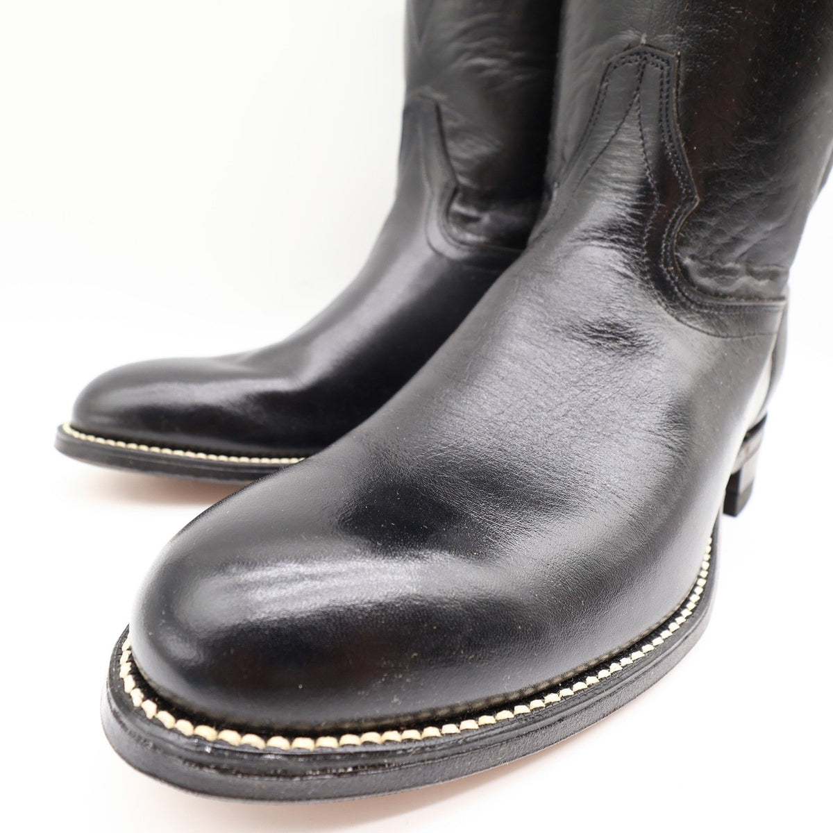 Walker Vintage Roper Cowboy Boots Mens 10 Black Leather New Made in USA 1218