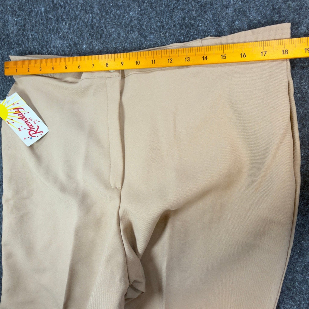 Rhondaly NY Dress Pants Womens 20 Vintage 70s Beige Polyester Straight Leg NWT
