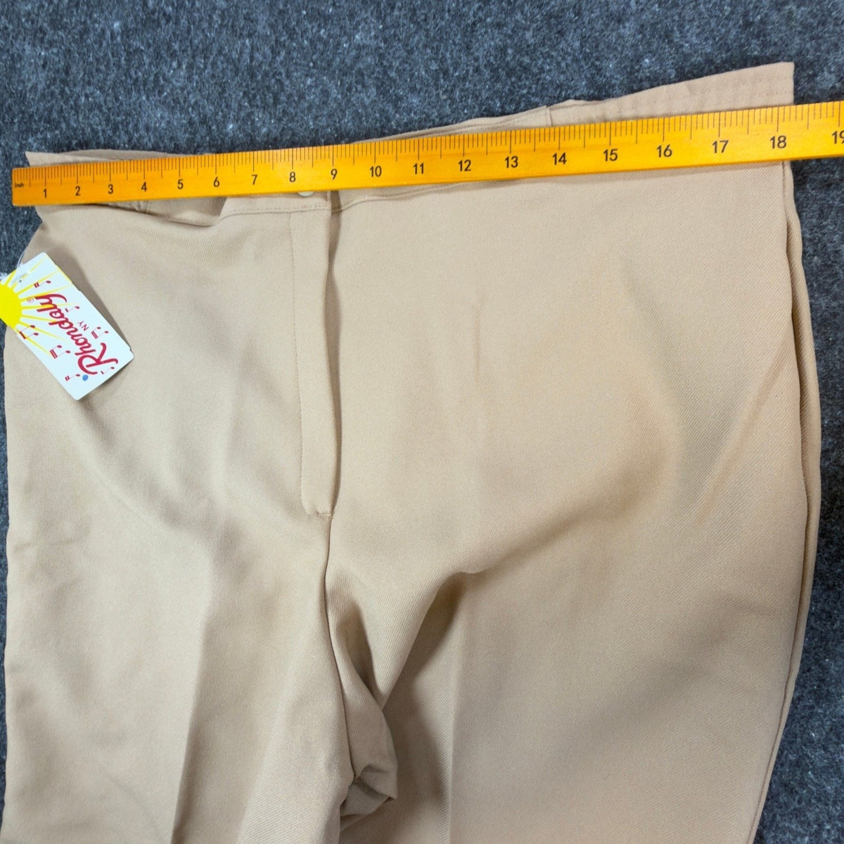 Rhondaly NY Dress Pants Womens 20 Vintage 70s Beige Polyester Straight Leg NWT