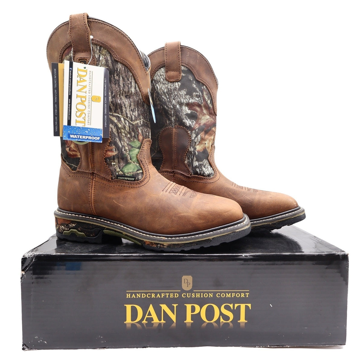 Dan Post Camo Waterproof Western Work Boots Men 10 D Brown Leather NWT Box