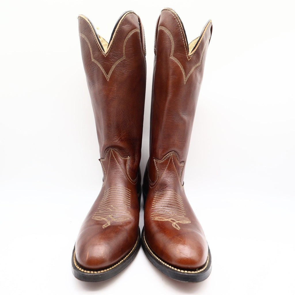 Laredo Vintage 90s Western Boots Mens 9 D Chocolate Brown Leather 2723 NIB - take2supply