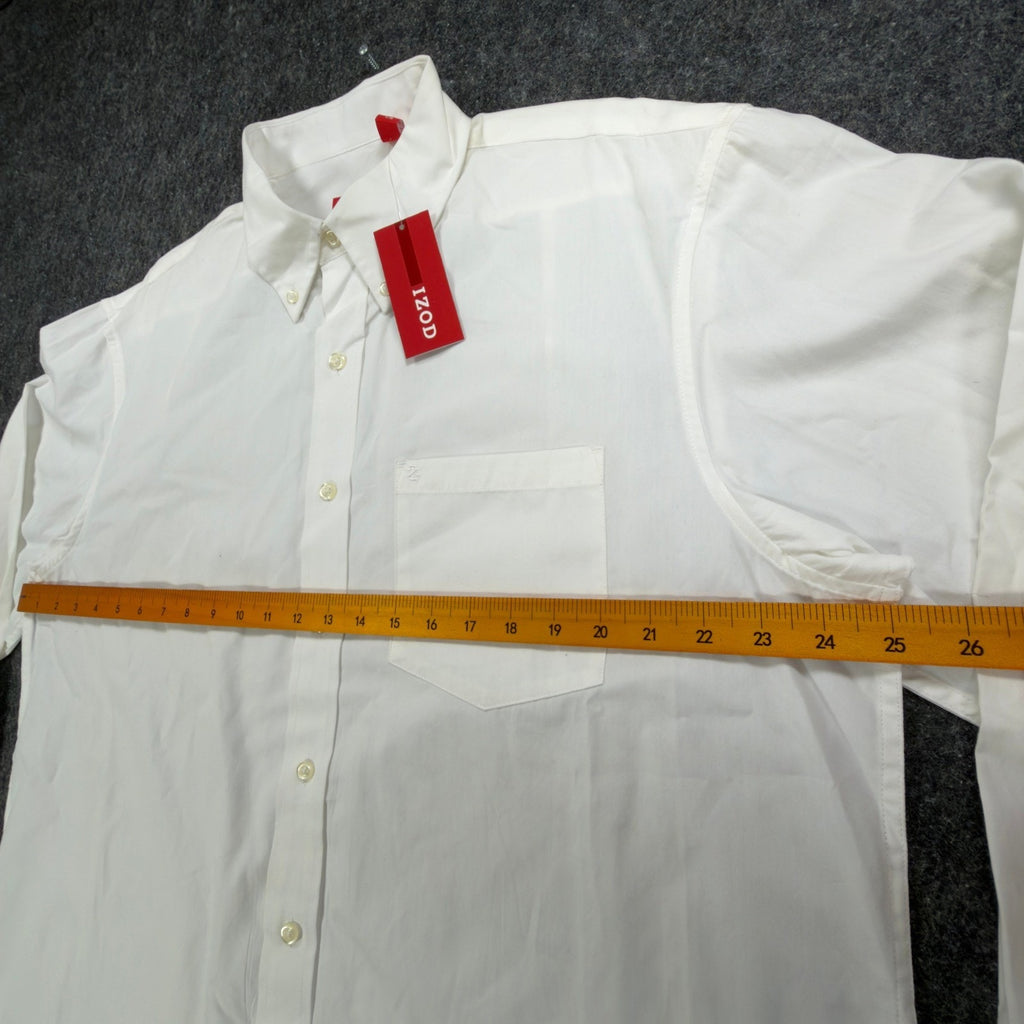 IZOD Basix Button Down Shirt Mens Large White Cotton NWT