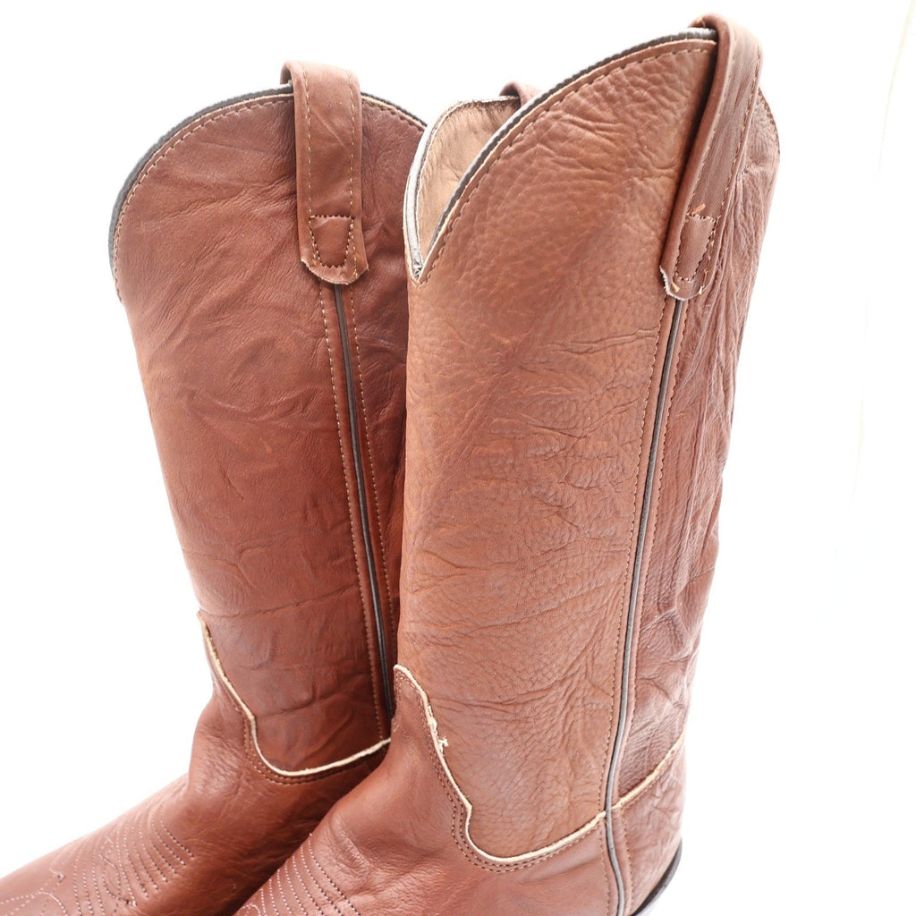 Double-H Vintage 80s Western Boots Mens 9 D Brown Leather Cowboy 5510 USA NIB