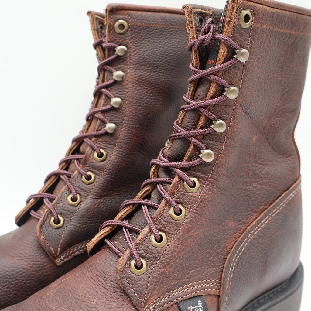 Justin Work Boots Mens 9.5 D 765 Briar Pitstop Steel Toe Leather USA Made NEW
