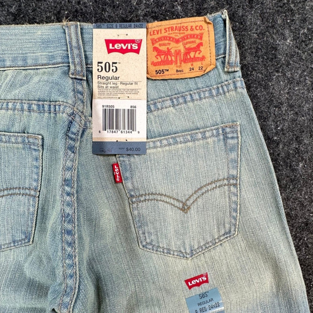 Levi's 505 Jeans Boys Size 8 Regular Blue Cotton Straight Leg New Old Stock
