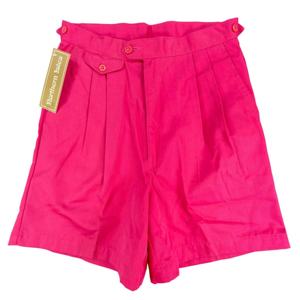 Northern Isles Shorts Womens 9/10 Vintage Pink Cotton Pleated Deadstock NWT