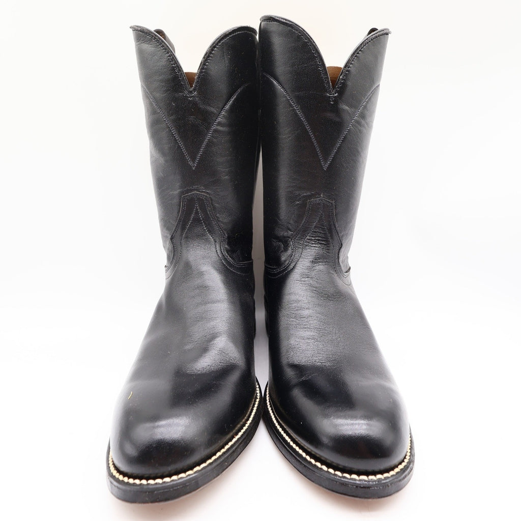 Walker Vintage Roper Cowboy Boots Mens 10 Black Leather New Made in USA 1218