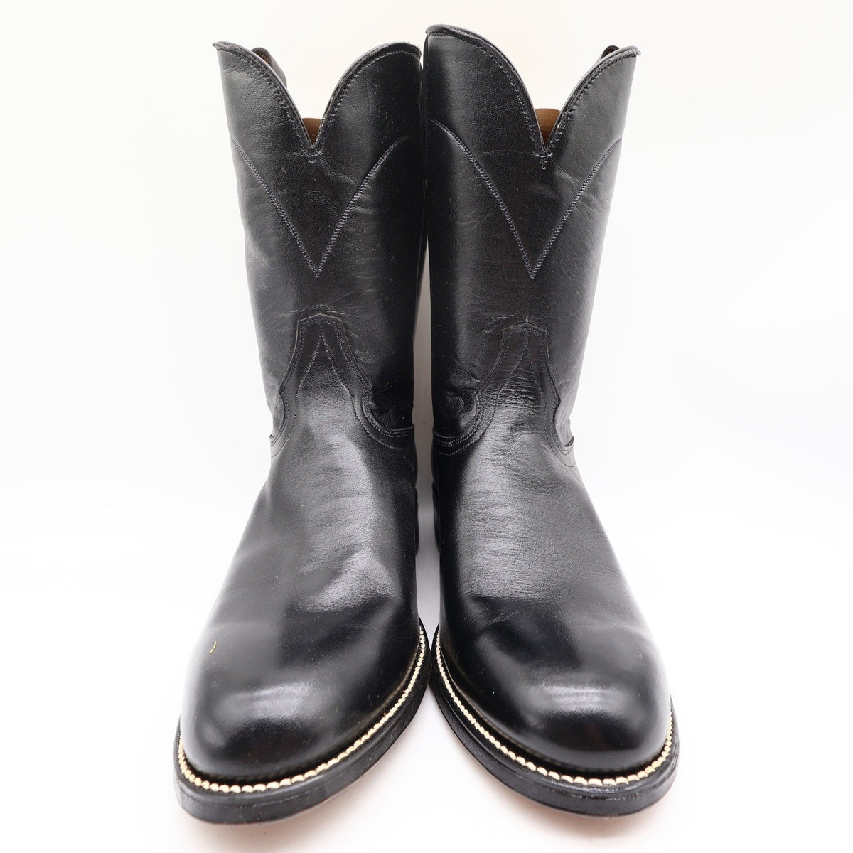 Walker Vintage Roper Cowboy Boots Mens 10 Black Leather New Made in USA 1218