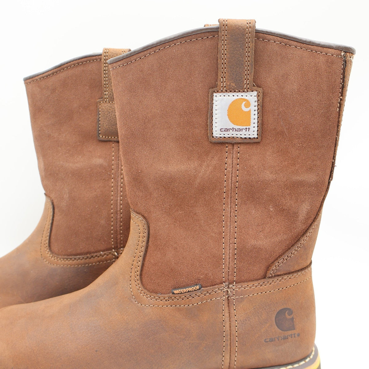 Carhartt Waterproof Pull-On Work Boot Mens 9 Brown Leather Soft Toe CMP1053 - take2supply