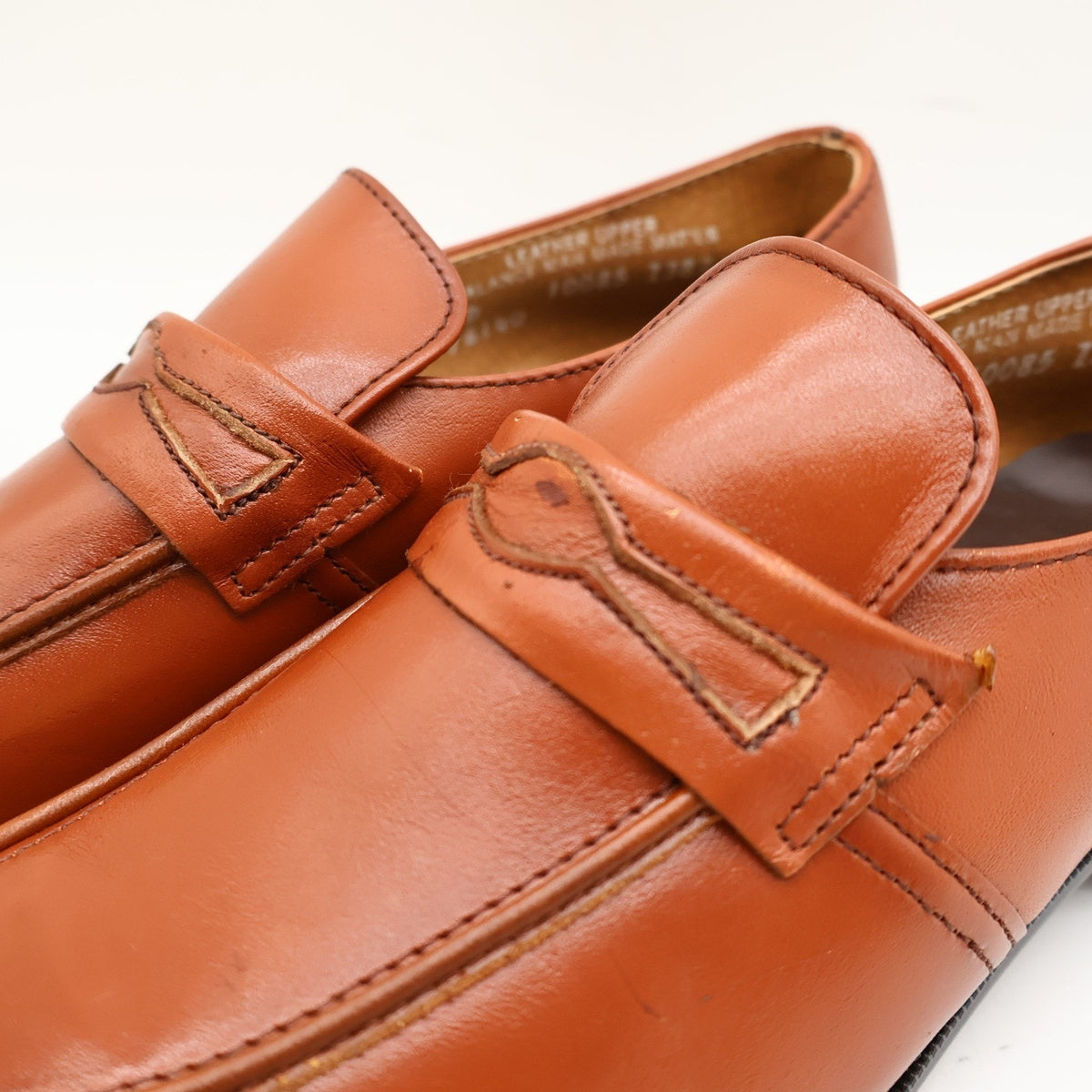 Vintage Barclay Endicott Johnson 96140 Cognac Leather Loafers Men's 7D USA Deadstock