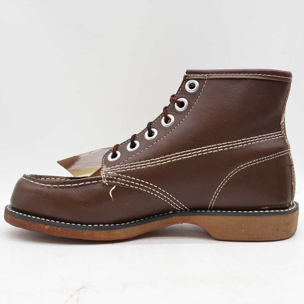 Vintage Cedar Crest Flex-Weld Brown Leather Moc Toe Work Boots Men's 7 USA Deadstock