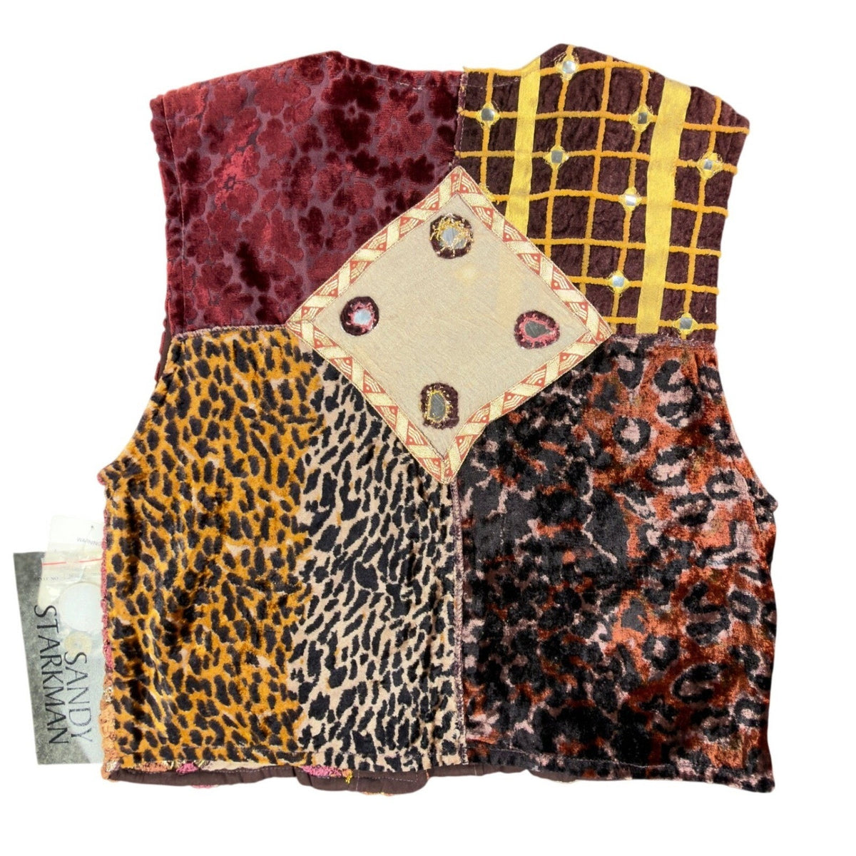 Sandy Starkman Vintage Style Patchwork Vest Womens S Multicolor Rayon NWT - take2supply